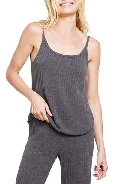 Barefoot Dreams Cozychic Ultra Lite Ribbed Scoop-neck Tank In Carbon
