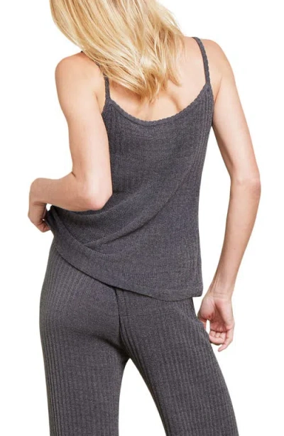 Barefoot Dreams Cozychic Ultra Lite Ribbed Scoop-neck Tank In Carbon