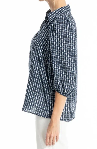 Max Studio Three Quarter Sleeve Top In Blue