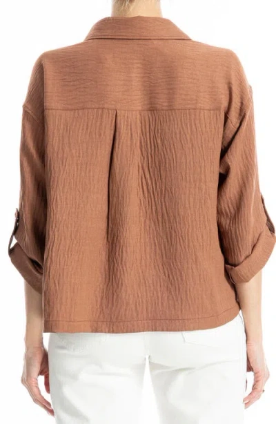 Max Studio Collared Textured Shirt In Brown