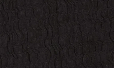 Muse Short Sleeve Textured Button-up Crop Top In Black