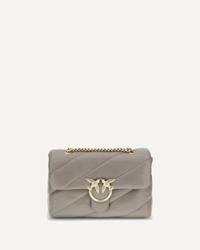 Pinko Love Quilted Logo-embellished Shoulder Bag In Gray