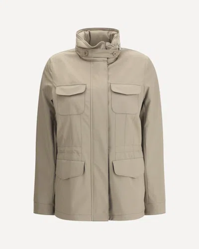 Loro Piana Casual Jacket With Adjustable Waist And Front Pockets In Neutral