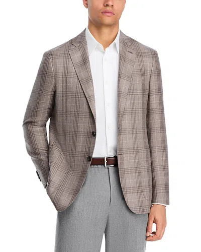 Canali Kei Plaid Unstructured Trim Fit Sport Coat In Brown
