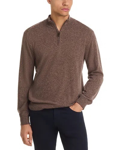Canali Donegal Quarter Zip Sweater In Brown