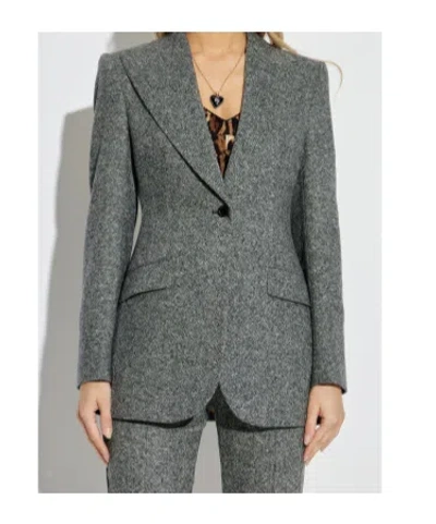 Dolce & Gabbana Tweed Jacket With Flap Pockets And Peak Lapels In Gray
