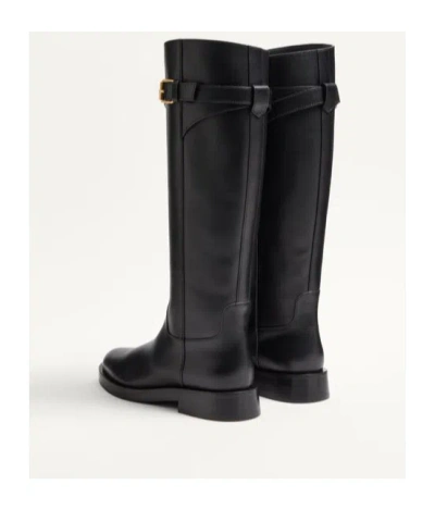 Valentino Garavani Vlogo Signature Calfskin Boot 30mm Woman Black 38.5