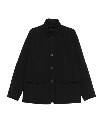Herno Down Jacket High Collar Front Pockets In Black
