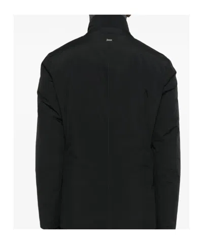 Herno Down Jacket High Collar Front Pockets In Black