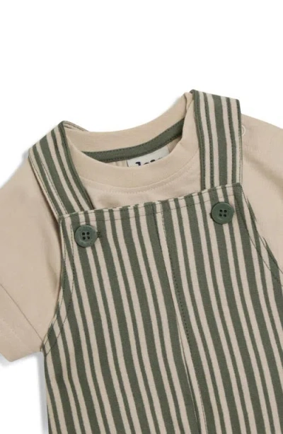 Jojo Maman Bébé Jojo Maman Bebe Stripe Cotton Shirt & Overalls Set In Brown