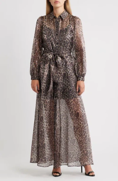 Julia Jordan Women's Belted Long-sleeve Shirtdress In Brown