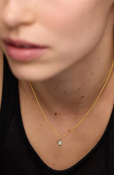 Monica Vinader Solitaire Lab Grown Diamond Pendant Snake Chain Necklace In Gold
