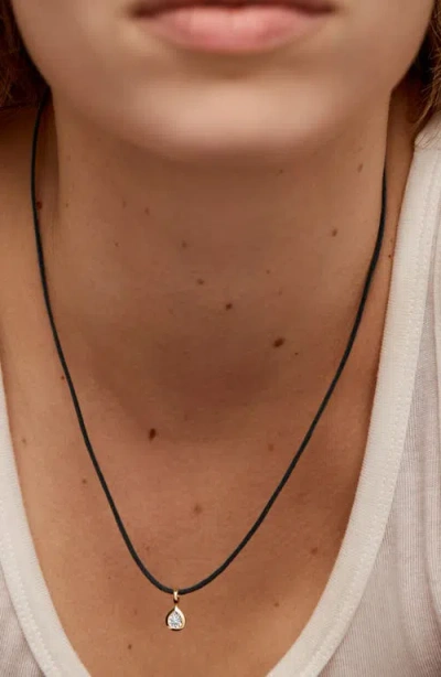 Monica Vinader Pear Lab Grown Diamond Pendant Cord Necklace In Black