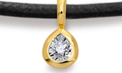 Monica Vinader Pear Lab Grown Diamond Pendant Cord Necklace In Black