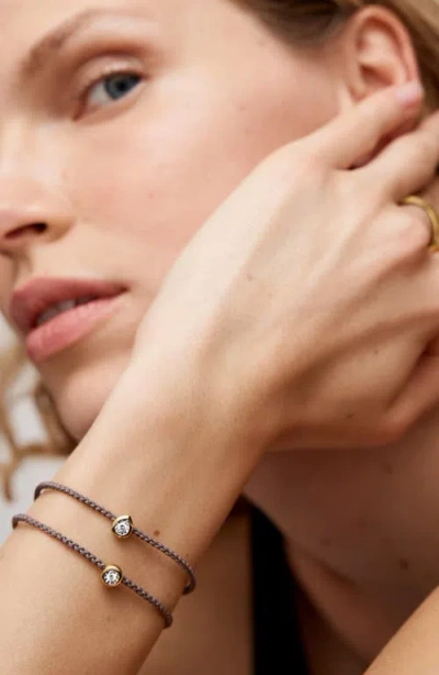 Monica Vinader Womens Round Solitaire 18ct Yellow Gold Vermeil And 0.06ct Lab Grown Diamond Cord Bracelet In Black