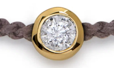 Monica Vinader Womens Round Solitaire 18ct Yellow Gold Vermeil And 0.06ct Lab Grown Diamond Cord Bracelet In Black