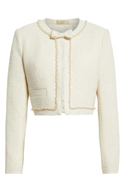 Loveshackfancy Ralphette Cropped Tweed Jacket In White