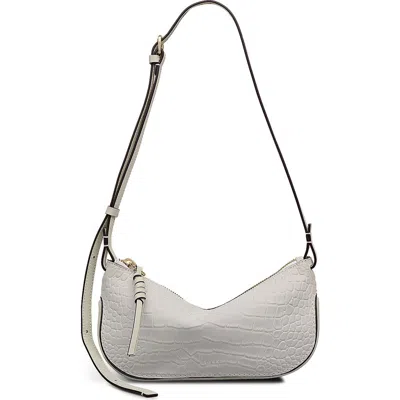 Radley London The Iris Small Zip Top Croc-embossed Leather Crossbody In White