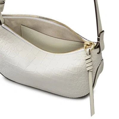 Radley London The Iris Small Zip Top Croc-embossed Leather Crossbody In White