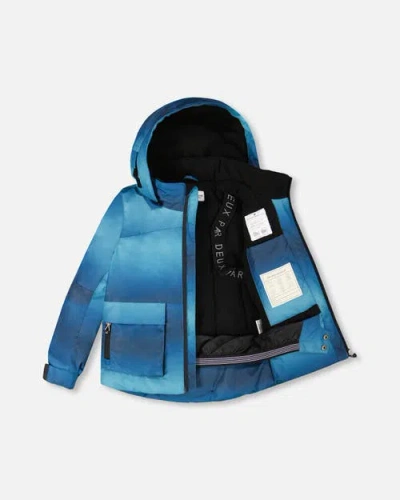 Deux Par Deux Boy Two-piece Play Snowsuit With Jacket And Solid Pant In Blue