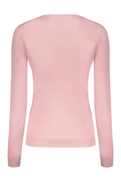 Valentino Long Sleeve Crew-neck Sweater In Pink