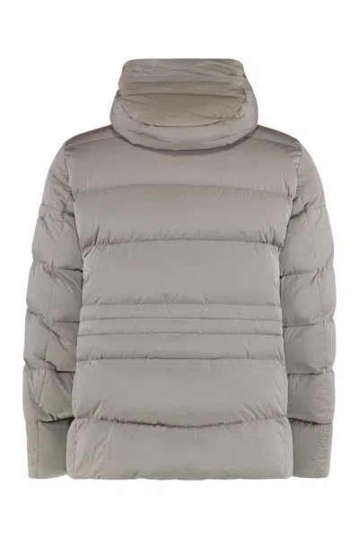 Moorer Classic Grey Goose Down Jacket With Wool-cashmere Accents In Gray