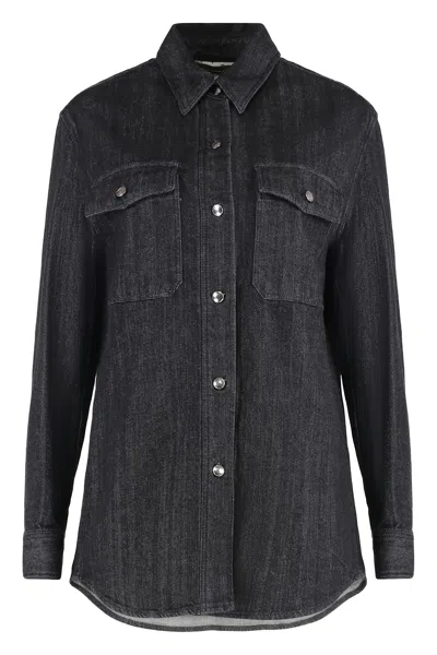 Moorer Double-pocket Denim Shirt In Black
