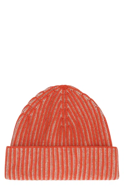 Moorer Davis Knitted Beanie In Orange