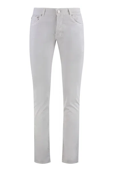 Moorer Elegant And Versatile White Slim Fit Jeans In Gray