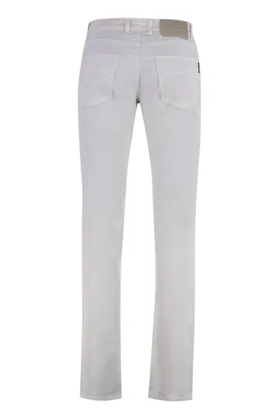 Moorer Elegant And Versatile White Slim Fit Jeans In Gray