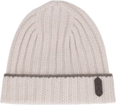 Moorer Asher Knitted Beanie In White
