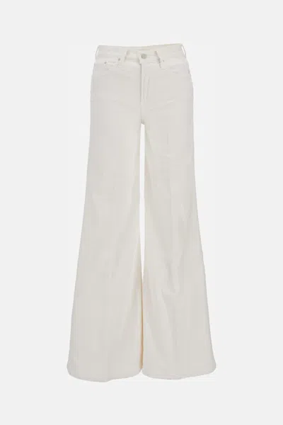 Mother Wide Leg Five Pocket Trousers In White