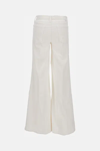 Mother Wide Leg Five Pocket Trousers In White