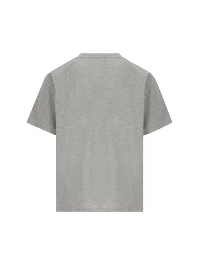 Saint Laurent Grey Crewneck T-shirt With Cassandre Embroidery In Cotton Man In Gray