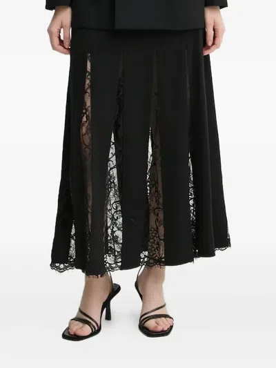A.l.c Lace-insert Midi Skirt In Black