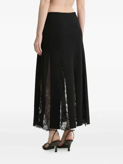 A.l.c Lace-insert Midi Skirt In Black