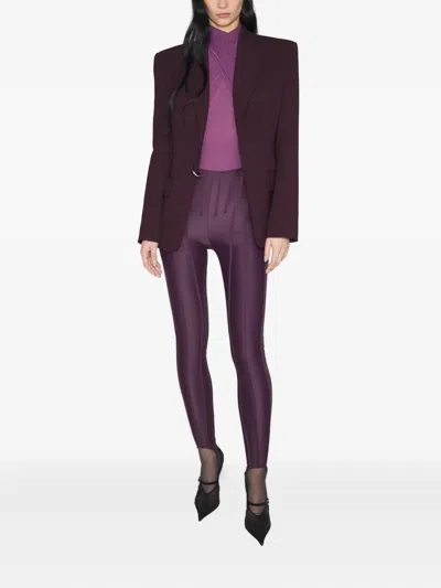 Mugler High-waist Panelled Leggings In Purple