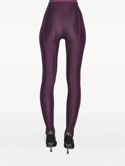 Mugler High-waist Panelled Leggings In Purple