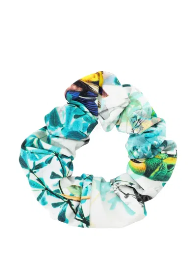 Lygia & Nanny Botanical-print Scrunchie In White