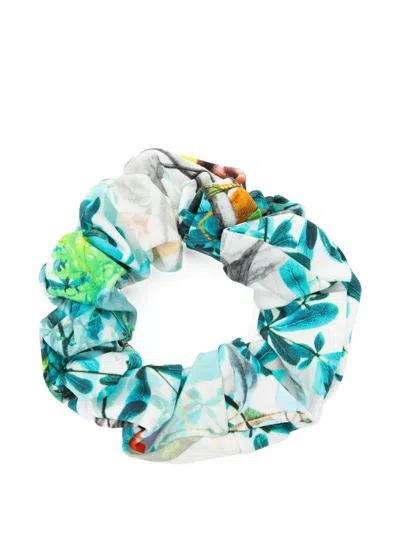 Lygia & Nanny Botanical-print Scrunchie In White
