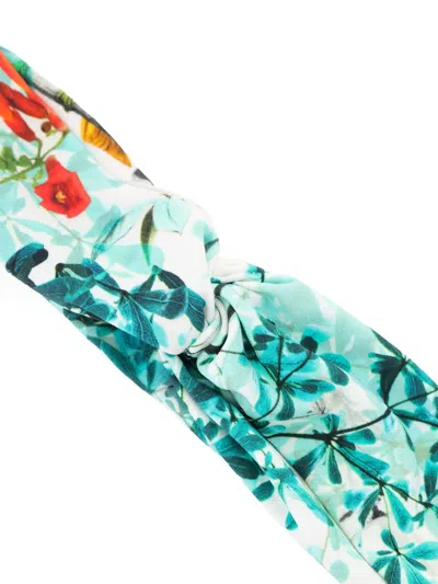Lygia & Nanny Botanical-print Twisted Headband In Blue