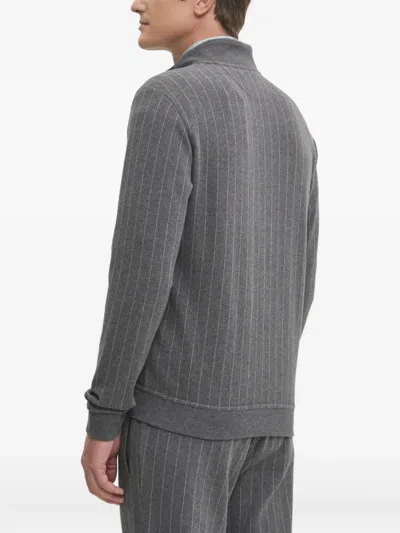 Hackett Pinstripe Zip-up Sweater In Gray