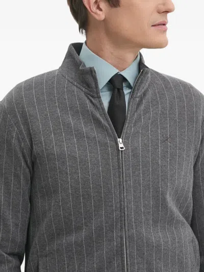 Hackett Pinstripe Zip-up Sweater In Gray