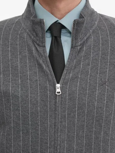 Hackett Pinstripe Zip-up Sweater In Gray