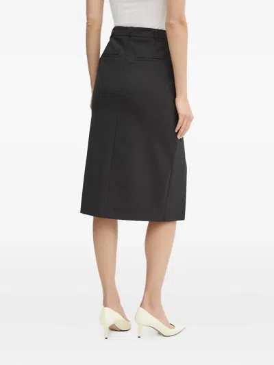 细条纹开衩半身裙