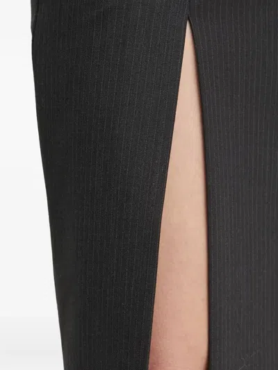 细条纹开衩半身裙