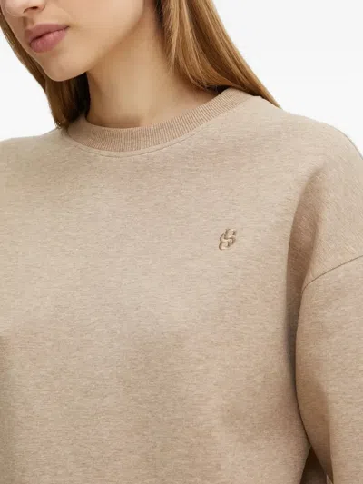 Hugo Boss Loose-fit Sweatshirt With Draped Funnel Neck In Neutral