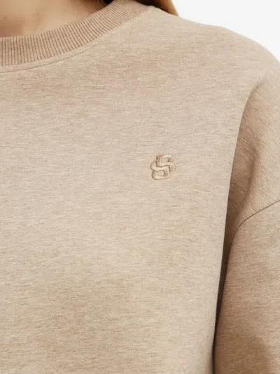 Hugo Boss Loose-fit Sweatshirt With Draped Funnel Neck In Neutral
