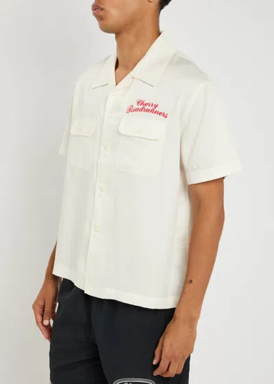 Cherry Los Angeles Roadrunner Embroidered Satin-twill Shirt In Neutral