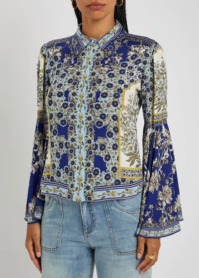 Alice And Olivia Alice + Olivia Willa Printed Blouse In Blue